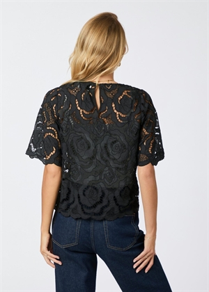 Trisha big lace bluse Sort Neo Noir